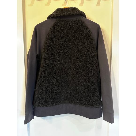 Athleta Sweater Womens Medium Black Sherpa Jacket Full Zip Track - Picture 3 of 4